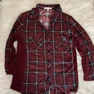 Burgundy plaid button up